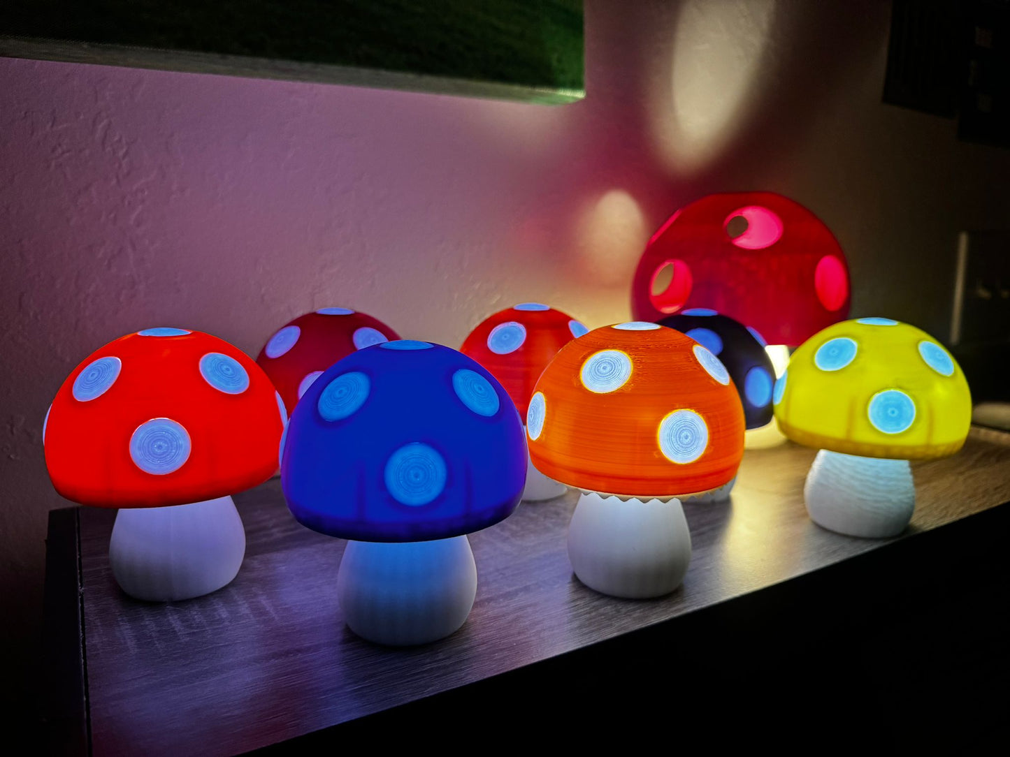 Colorful Nightlight Mushrooms  4"x4"